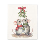 Mice Under The Mistletoe Dishcloth
