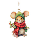 Winter Mouse with Holly Ornament
