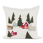 Snowy Village Square Pillow