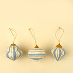Striped Paper Mache Ornaments S/3
