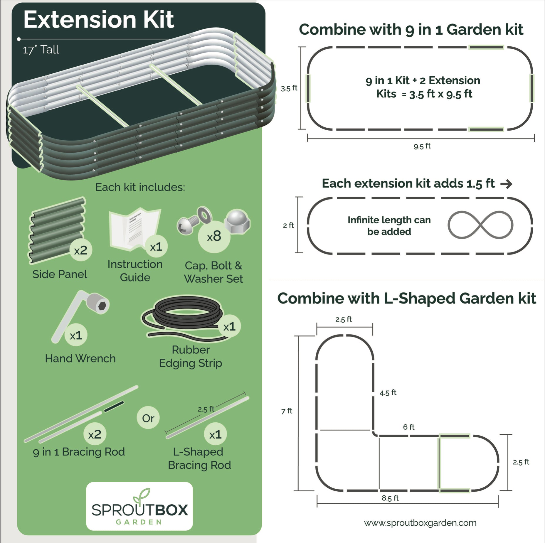 17” Extension Kit for Raised Garden Bed – van der Meer