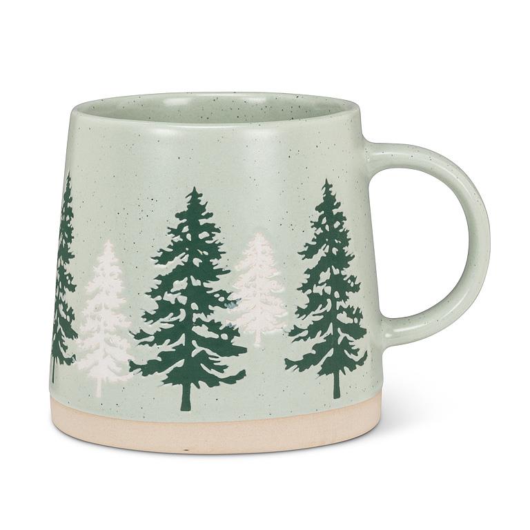 Wide Base Mug with Pine Trees