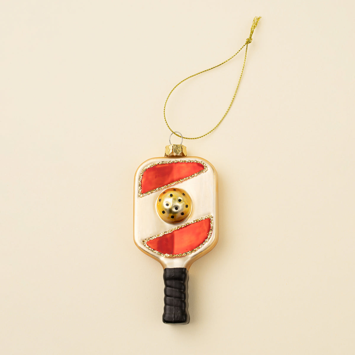 Pickle Ball Glass Holiday Ornament