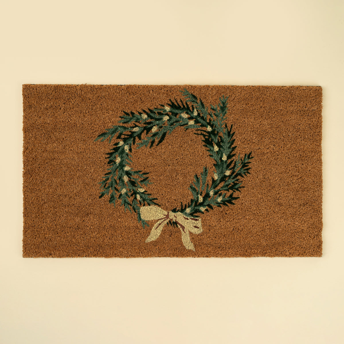 Holiday Wreath Doormat, PVC Back