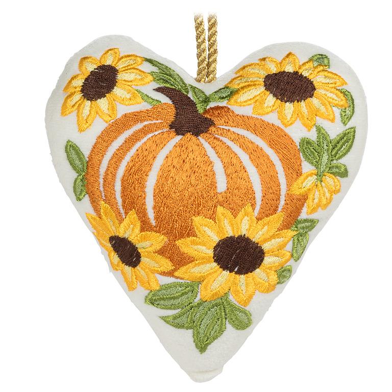 Pumpkin & Sunflower Heart Ornament