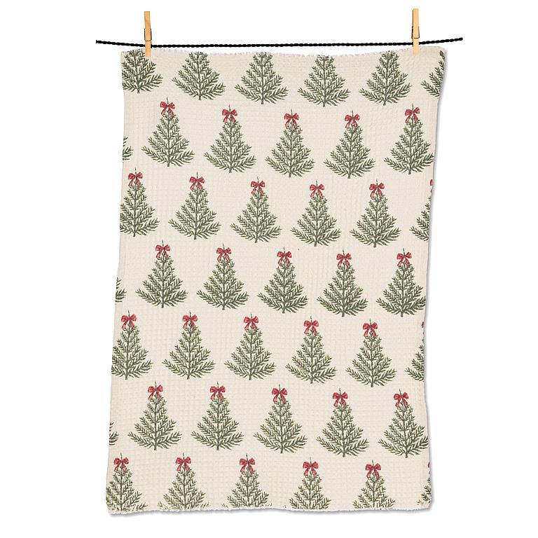 Holiday Trees with Bows Kitchen Towel