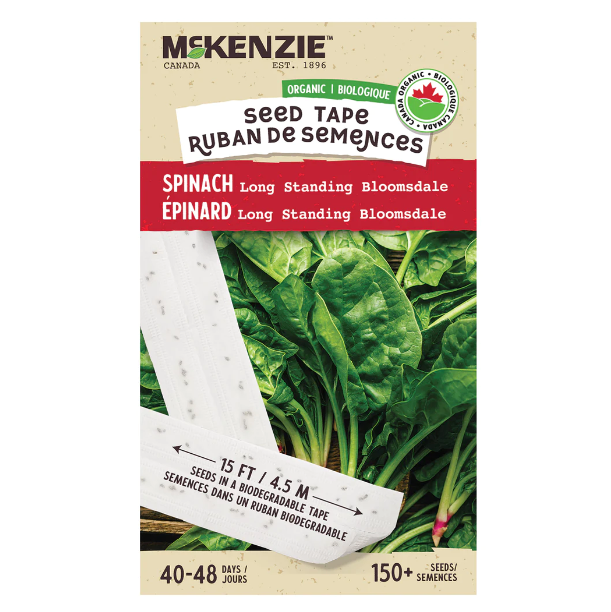Spinach Bloomsdale Organic Seed Tape