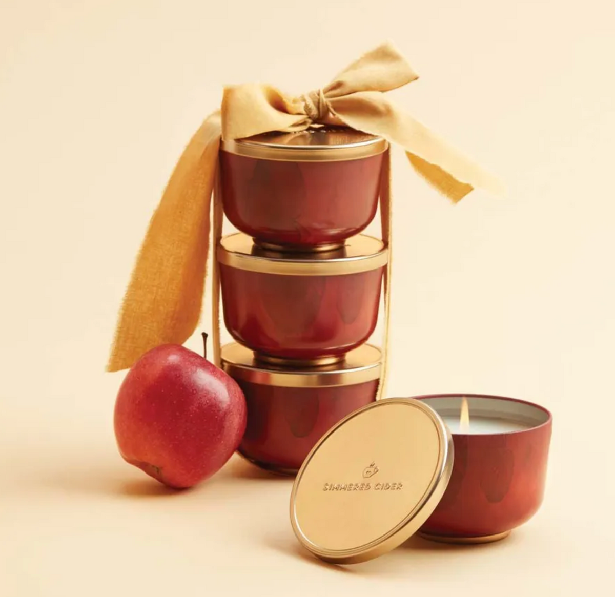 Simmered Cider Candle Tin with Gold Lid
